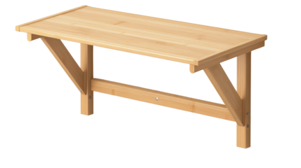 Wooden wall-mounted folding desk saving space in transparent background