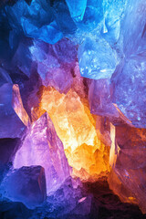 Obraz premium Vibrant multicolored crystal formations in a stunning array of blue, purple, and orange hues.