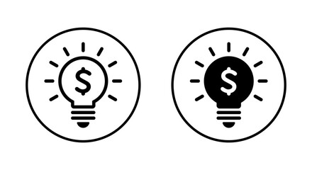 Light bulb with dollar icon on circle line. Money idea sign symbol
