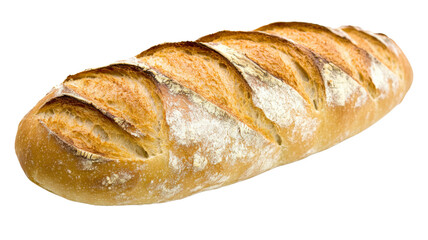 Freshly baked loaf of bread isolated on transparent background