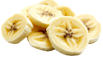 Sliced banana showing core star pattern on transparent background