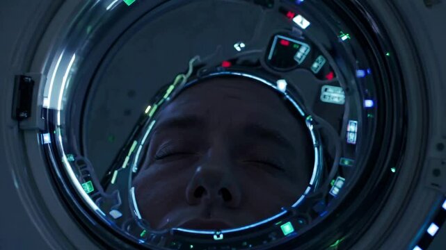 Cryogenic awakening imminent simulation, man in cryosleep