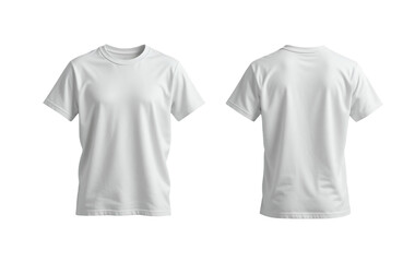 Plain white t-shirt front and back views isolated against a white background