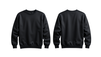 Minimalistic black sweatshirt mockup showcasing front and back design on white