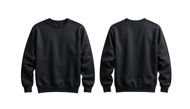 Minimalistic black sweatshirt mockup showcasing front and back design on white