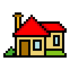 Obraz premium House with pixel art isolated on white background