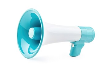 Modern Teal and White Megaphone Announcement Bullhorn Speaker 3D Render