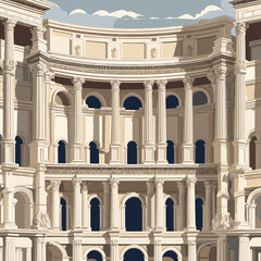 Fototapeta premium Vector architecture image, architectural styles for design, wallpaper decoration, travel history, Architectural styles illustration, wall art, elegant design, light colors, copy space