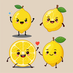 Fototapeta premium lemon set editable vector icons