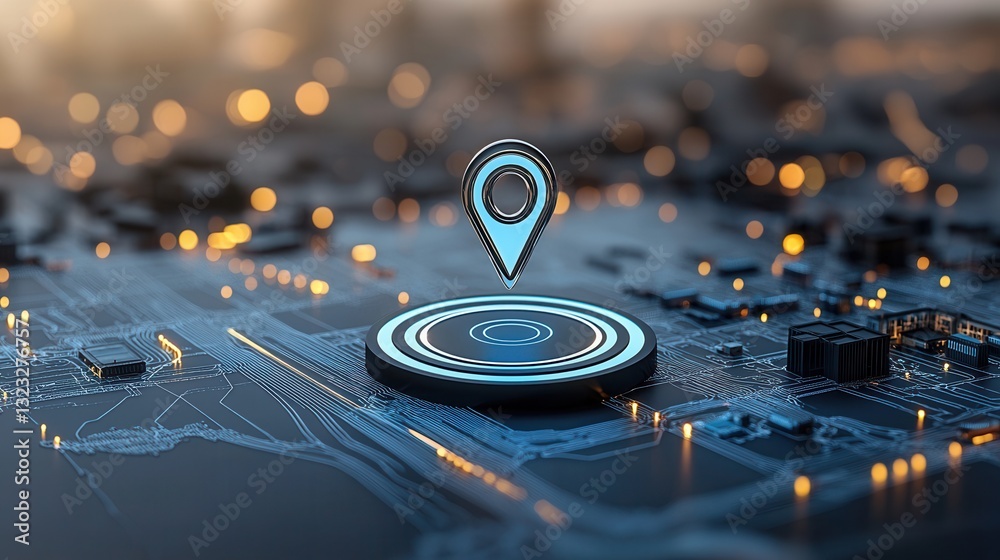 Poster this image showcases a detailed close up view of a navigation pin symbolizing the precise marking of