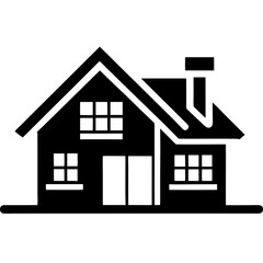 Fototapeta premium Black and white illustration of a house silhouette.