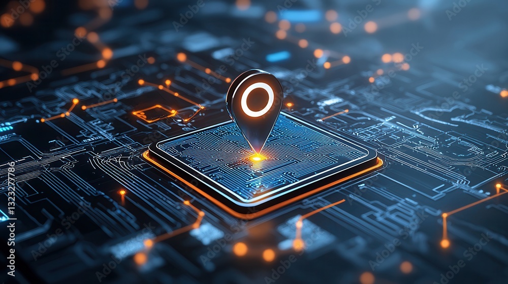 Poster this image depicts a futuristic technology inspired scene featuring a glowing navigation element or 