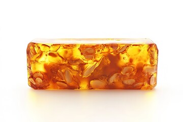 Delicious Amber-Colored Candy with Nuts Close-up Studio Shot