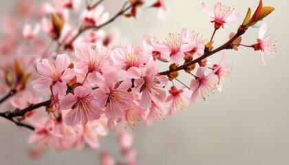 Obraz premium Sakura blossoms on branch in high fidelity for spring theme or floral design with copy space