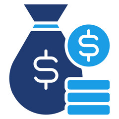 Money Bag Blue Color Icon