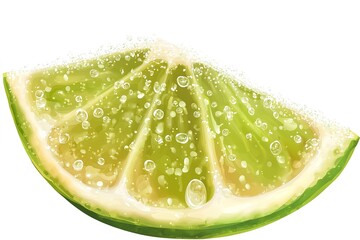Juicy Lime Wedge with Water Droplets Fresh Citrus Illustration