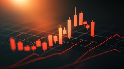 Red Candlestick Chart Illustrating Stock Market Volatility