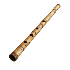Naklejka premium Japanese Shakuhachi Flute, Musical Instrument on White Surface , Musical Instrument, Isolated