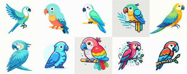 collection of parrot bird illustration