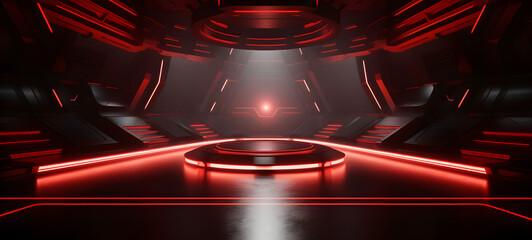 darkness red white backdrop on the music stage in a bar, ai generative