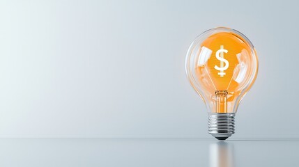 A glowing lightbulb with a dollar sign illuminated within symbolizing financial growth wealth and the power of innovative ideas to drive business success and profitability  category Business