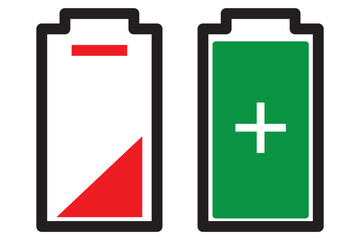 Battery charge many color flat icons. Battery charging, charge indicator. Vector battery power icon powerfully charged. 1176