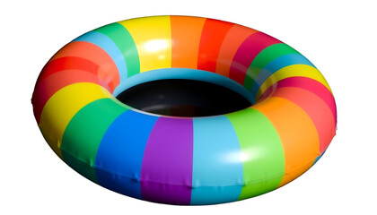 Obraz premium PNG Rainbow Striped 3d Swimming Tube inflatable Pool Float Water illustration accessory summer.