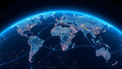 Fototapeta premium Global network connection over the world. 3D illustration. 