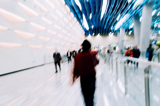 abstract blur traveler in subway station