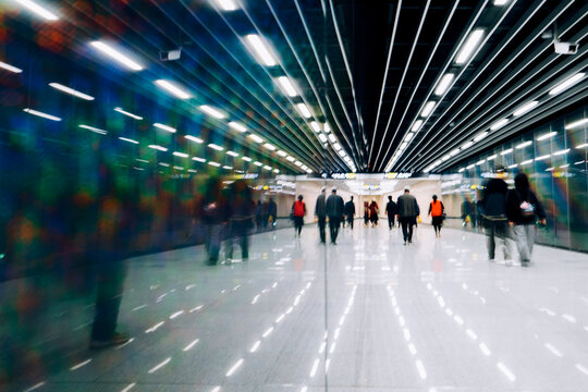 abstract blur traveler in subway station