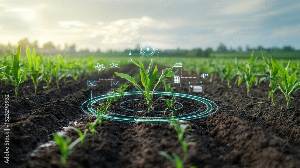 Poster innovative smart farming technology using sensors and data analysis to optimize corn seedling growth