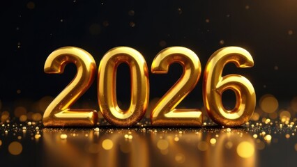 Golden 2026 numbers celebrating new year on black background