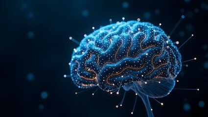 Futuristic AI brain network glowing high resolution photo