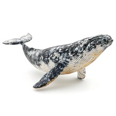 Obraz premium Majestic whale gliding through the tranquil ocean waters isolated on a bright white background for marine life enthusiasts and photographers