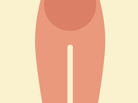 Body icon with bulging belly and naked human legs