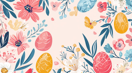 Trendy Easter social media banner featuring stylish floral patterns and elegant handwritten calligraphy. Perfect for holiday promotions, social media posts, and spring celebrations
