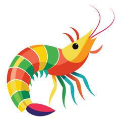 colorful shrimp vector image on white background