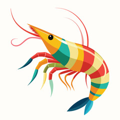 colorful shrimp vector image on white background