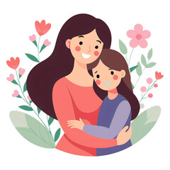 Charming Illustration of Mother and Daughter for Happy Mothers Day