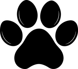 Dog paw print silhouette with white background