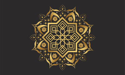 Ornate Mandala Design Islamic Gray Background