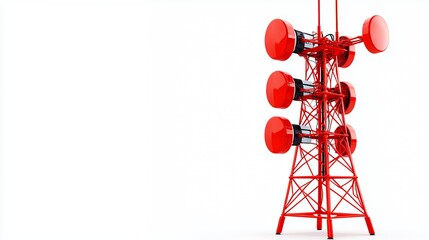 Red Communication Tower A 3d Rendered Illustration, Generative AI.