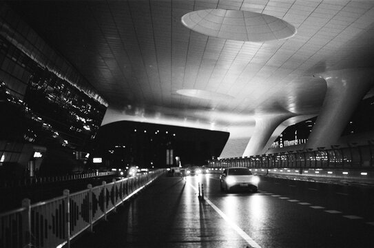A Train Station At Night In Hangzhou, Zhejiang, China