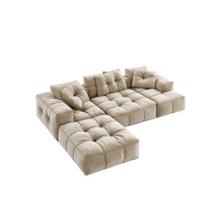 Modern Beige Modular Sofa with Button Tufted Cushions