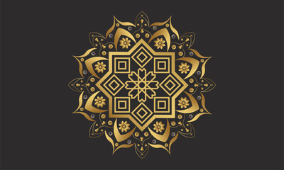Ornate Mandala Design Islamic Gray Colors Background