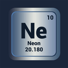 Neon Ne icon. Number Ten. Mass 173.04 detail. Vector Background.