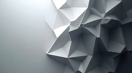 A Dramatic Interplay Of Light And Shadow On A Sculptural, Three-dimensional Abstract Form Composed Of Interlocking Geometric Shapes Creating A Sense Of Depth And Movement In Grayscale