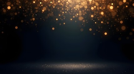 A Magical Night Sky Shimmering With Golden Stardust Descending Upon A Dark, Glittering Stage