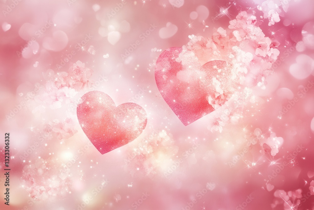 Poster delicate heart-shaped clouds create a dreamy romantic atmosphere with soft pink hues and glowing spa