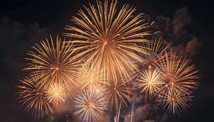 Radiant Gold Bursts A Dazzling Night Sky Celebration